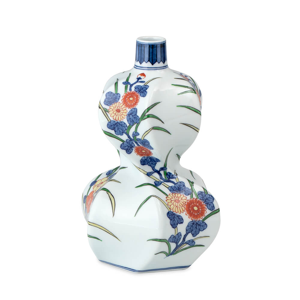 今右衛門作　染錦　芝桜紋　花瓶 今右衛門作 染錦 芝桜紋 花瓶 今右衛門作 染錦 芝桜紋 花瓶 今右衛門作