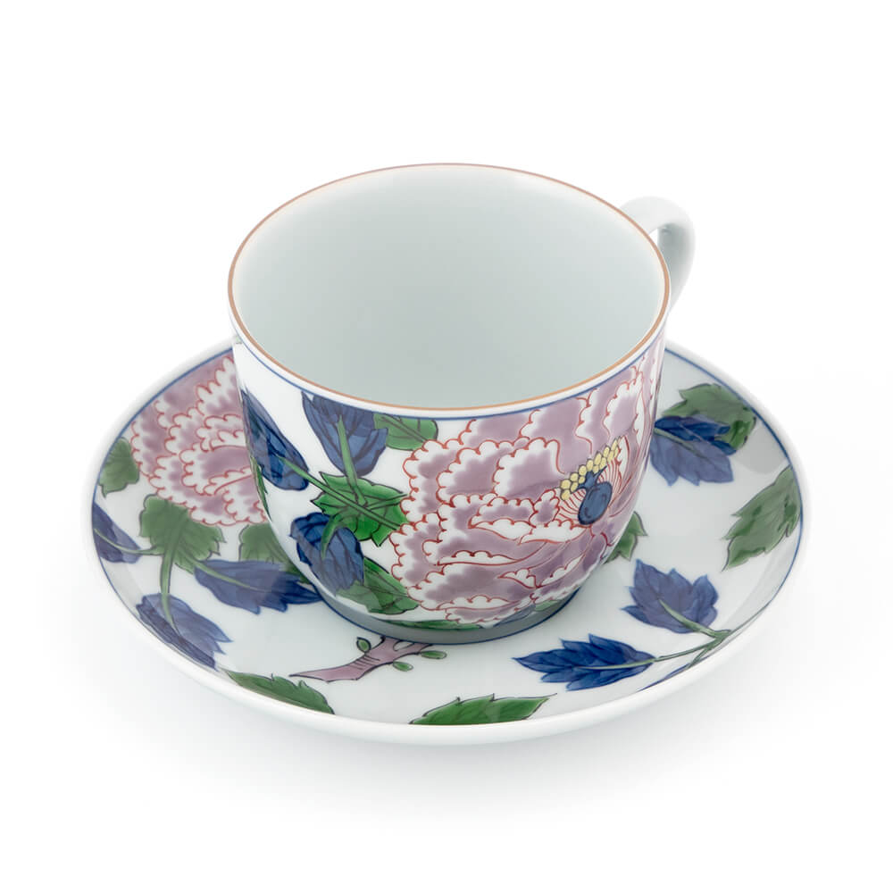 染錦紫牡丹絵 朝杯 ｜ 有田焼の源右衛門窯公式オンラインショップ