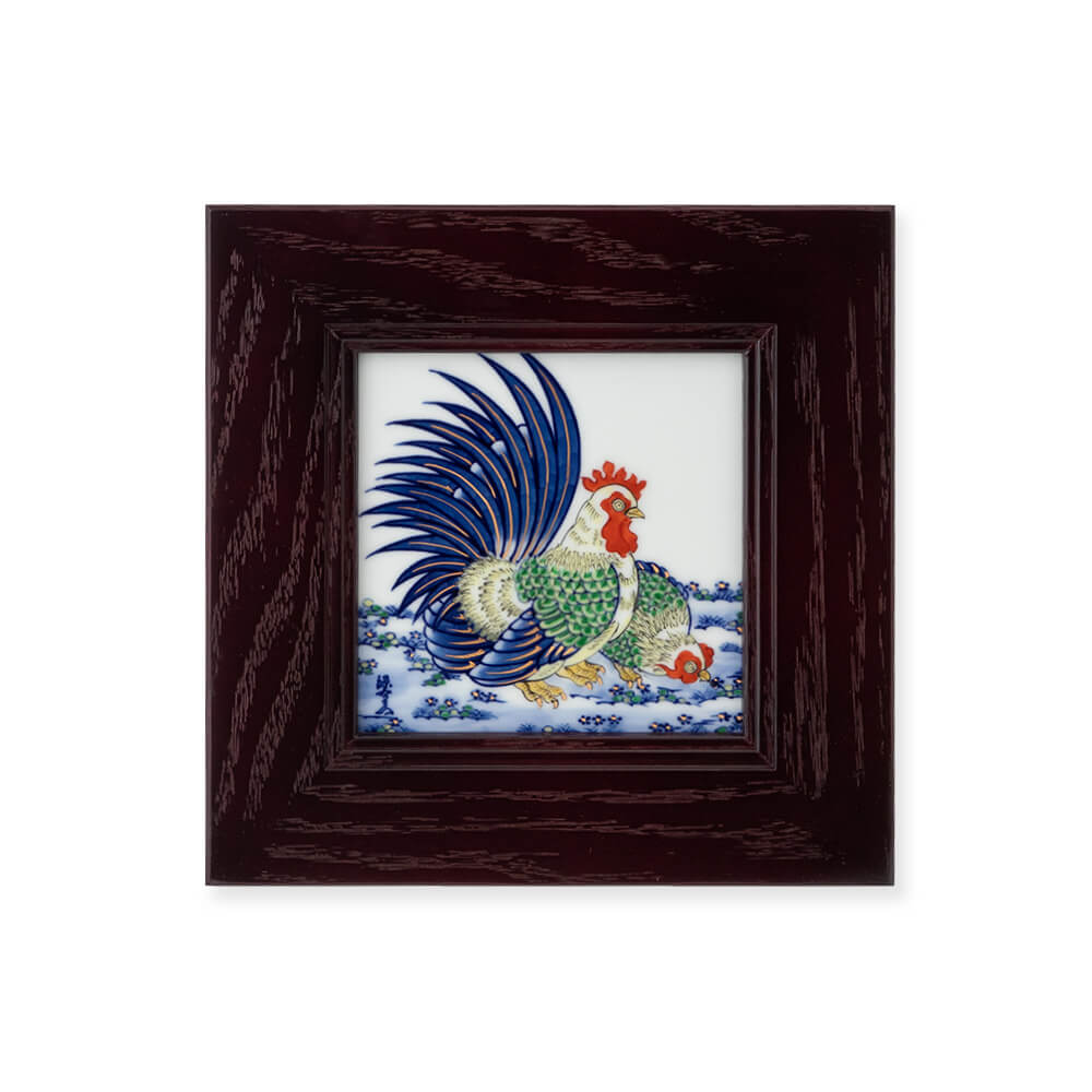 染錦鶏絵　陶額（ミニ）