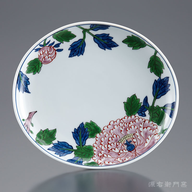 源右衛門窯 染錦間取菊牡丹絵 角花瓶 保存品 共箱 廃盤品 有田焼 色