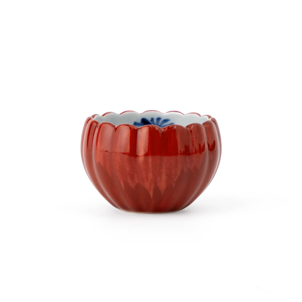 ※【ご購入品】※ 源右衛門　赤濃菊絵丼 【新品-未使用】　 ２個組 ⭐️ 有田焼 吉右衛門窯 赤 一珍丸紋 二葉小丼 未使用品